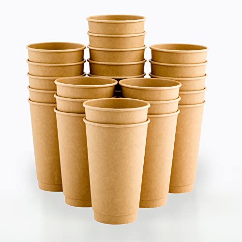 Image of Restaurantware 16-Ounce Disposable Cups, Pack of 500 Double Wall Hot Cups - Lids Sold Separately, Rippled Wall and Kraft Paper Insulation, Ideal for Serving Coffee, Hot Chocolate, Tea, and More