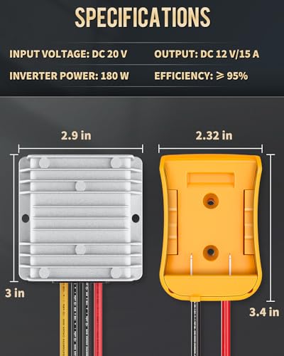 Image of Vibit 20V to 12V Step-Down Converter for Dewalt Battery Adapter 180W Buck
