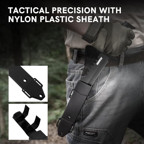 Image of Dispatch Fixed Blade Hunting Knife with Sheath, 12-inch Survival Knives for Men Tactical Bowie Knife with Non-Slip Handle for Bushcraft, Outdoor Camping