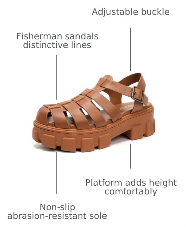 Image of Colgo Womens Platform Wedge Sandals Chunky Block Heeled Adjustable Buckle Fisherman Sandals for Summer