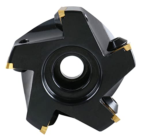 Image of Accusize Industrial Tools 3 inch Indexable Face Milling Cutter 90 Degree, Positive Rake with Tpg322, 2508-0018 | 90 Deg Positive Rake, Right-Hand Cut, 5 TPG322 Inserts, 1 in Bore