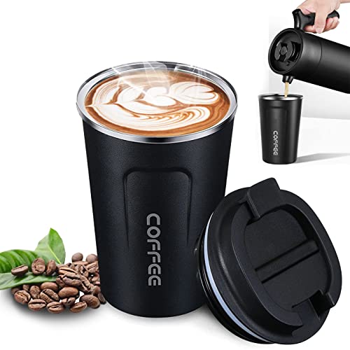 Consejos para Comprar Taza termica los 5 mejores. 46 Termo de Café, MCSWSEE 380ML Taza de Café de Acero Inoxidable, Antigoteo Termo de Acero Inoxidable con Aislamiento Térmico, Portátil Doble Pared Termo para café para...