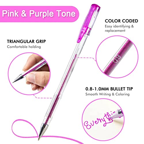 Shuttle Art 60 Pack Tone , Pink Purple Gel Pens With 30 Refills For Adults Coloring Books Journaling Drawing Nature, Landscapes, Animals Scenes #TOP2