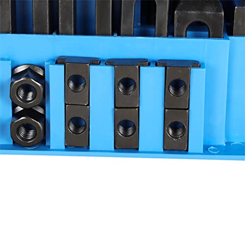 mitoharet 58 Pc 1/2 Inch T-Slot Hold Down Clamp Clamping Kit Mill Machinist Set Replacement for Bridgeport Milling Machine with Plastic Storage Box (3/8-16)