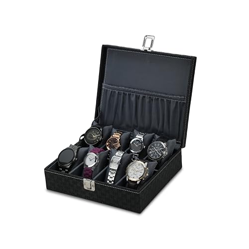 Image of STORESHINE Unisex 8 Slots Watch Organiser Box Black (Black::Grey1)