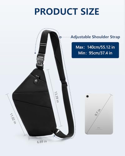 Image of OSOCE Crossbody Sling Bag, Water-Resistant Anti Theft Chest Pack, Minimalist Commuter Daypack for Travel Hiking Work