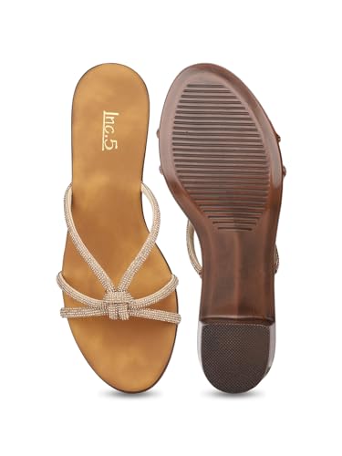 Image of Inc.5 womens Women Antique Embellished Knot Detail Block Heels Sandal