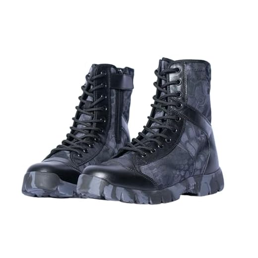 Botas Militares Dos Homens, Botas Táticas Masculinas De Verão Com Zíper Lateral E Cadarços Camuflados De Cano Alto, Botas Impermeáveis De Pouco Peso Do Exército Do Trabalho (Color : Black, Size : 41