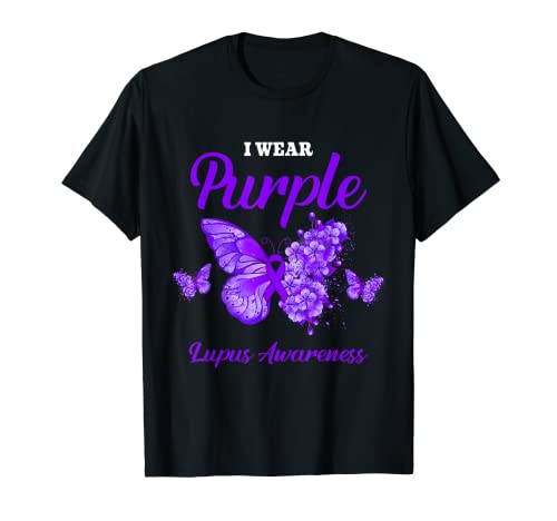 Lupus Awareness I Wear Papillon violet T-Shirt