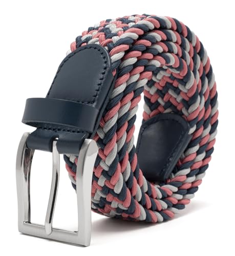 Image of Fabio Valenti Men's Stretch Belt Woven Braided Belt 1 3 /8 for Golf Pants | Solid Buckle, Casual Occasion, Everyday Dress, Handmade,Colorful,Gift