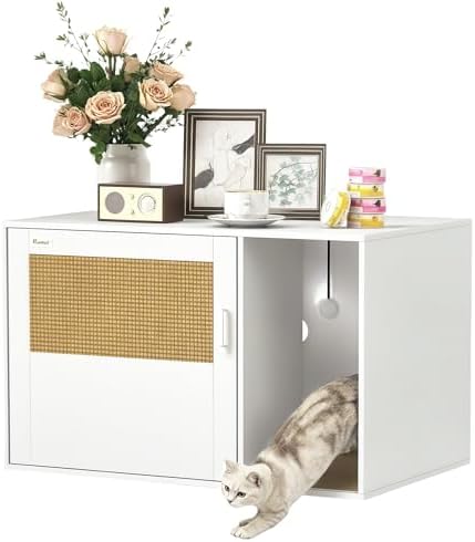 PawHut Mueble Arenero para Gatos, Caja de Arena para Gatos con Al...