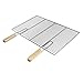 ECD Germany Griglia Barbecue Acciaio Inossidabile con Manici in Legno Grill BBQ Antiaderente Antirugine Portatile Dimensioni 60 x 40 cm Graticola per Carne Arrosti Pesce Verdure