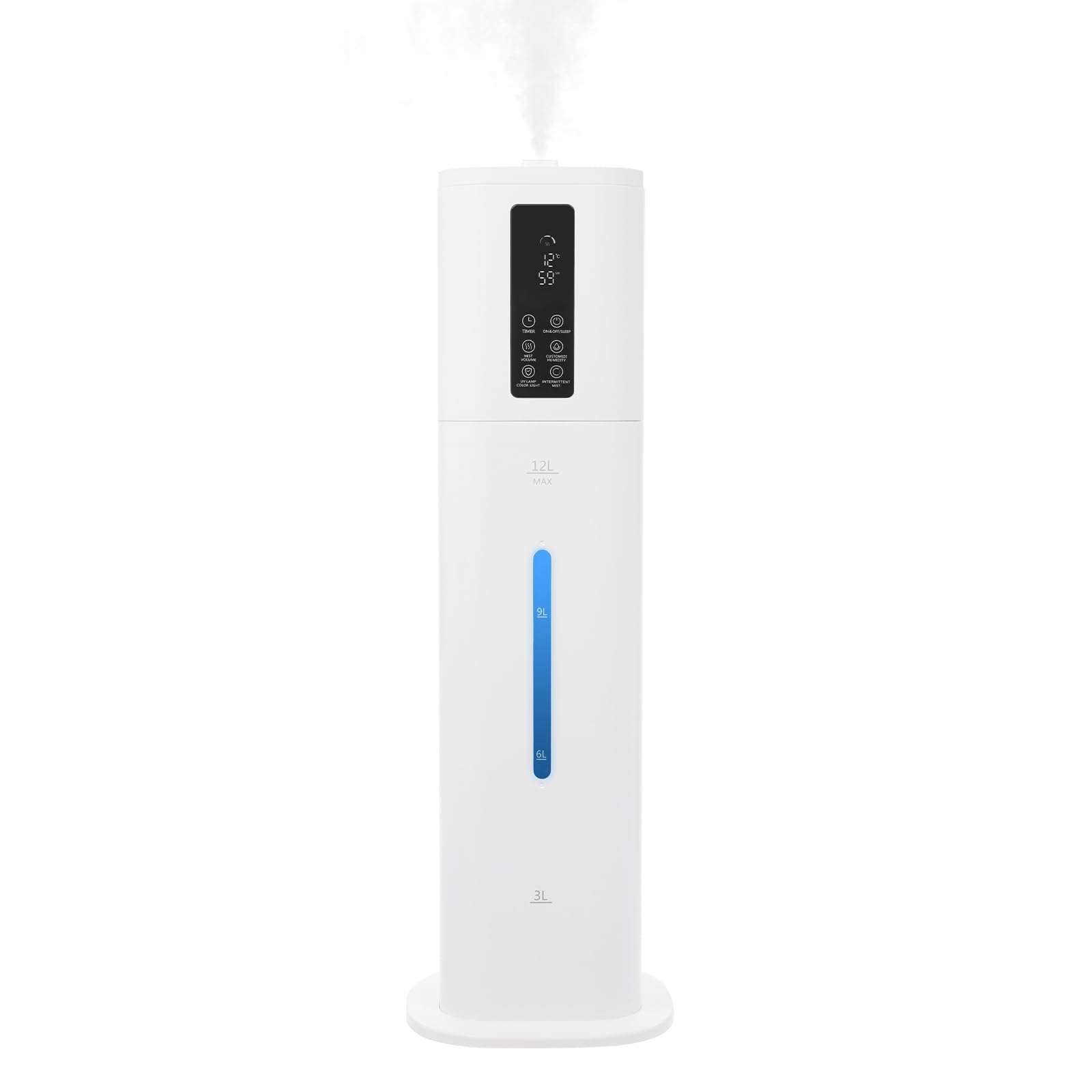 gegeweeret 6L Humidifier for Large Room, 34.3H Runtime, 430ftΒ² Coverage, 3 Fog Levels, β€35dB Quiet, Remote Control & Touch Screen, Auto Humidity Control, White