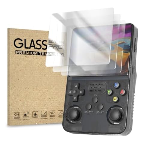 Hesupy Screen Protector Protective Film for R36S/R35S/RGB20S Gaming Console 3.5-inch Screen Clear 9H Tempered Glass Film Dust and Scratch Resistant Anti-Bubble Film (5 Pieces) Cover
