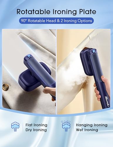 Image of Sundu Steamer for Clothes,1200W Portable Travel Steamer&Iron 180ml Navy | Compact 15s heat-up, 100ml tank, 25min powerful steam, 4 Modes, includes gloves,Quick wrinkle removal for travel & home.