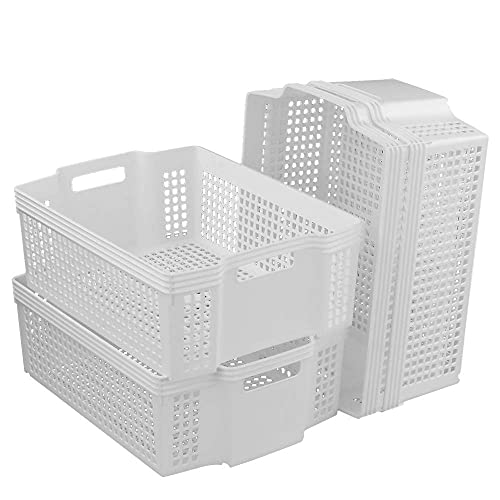 Mayish Aufbewahrungskorb korb Kunststoff Stapelbar, 14 Liter, Weiß, 4 Stück Cover