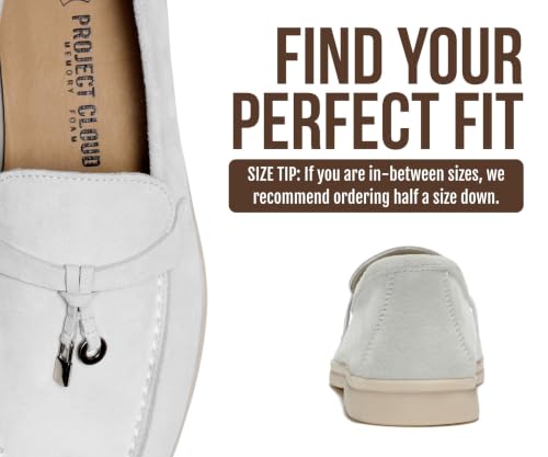Image of Project Cloud 100% Genuine Leather Slip-on Casual Loafers for Women | Memory Foam Insole Lightweight Womens Loafers - Non-Slip Moccasins Comfortable Casual Footwear - Comfortable Loafers Women