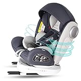 Bonio Kindersitz 360 ° Drehbar Autositz ISOFIX Gruppe 0+/1/2/3 (0-12 Jahre alt) 0-36kg mit Seitenschutz Grau