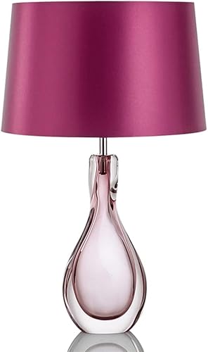 LIRUXUN - Lámpara de mesa de cristal rosa simple para dormitorio boda mesita de noche sala de estar habitación de niños lámparas decorativas