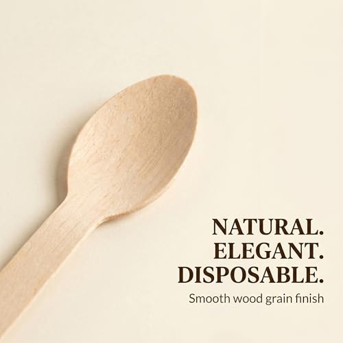 Cucharas desechables de madera JIAYUET de 16 cm, cubiertos resistentes para postres, 800 piezas 5