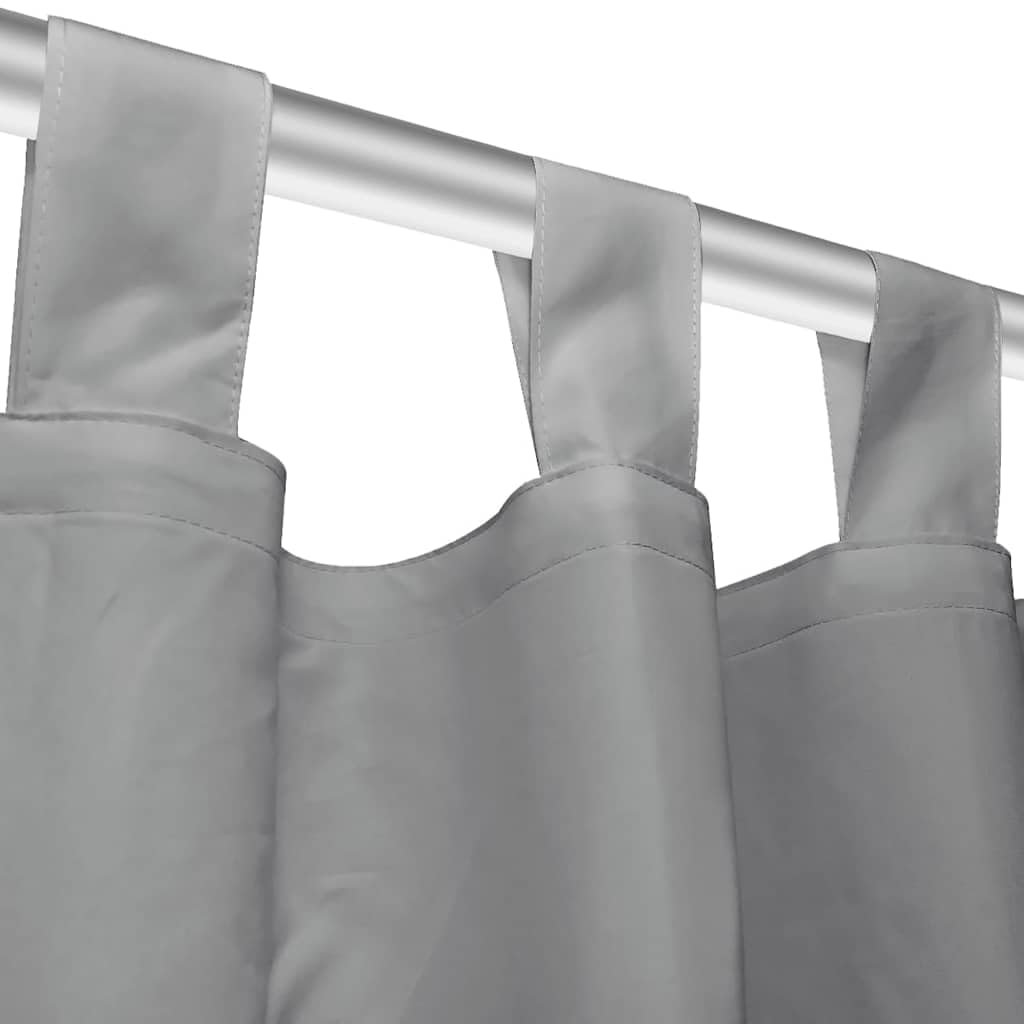 Mikro-Satin Vorhänge mit Schlaufen 2 STK. 140x175 cm Grau für Wohnzimmer Schlafzimmer Fensterdekoration Vorhaenge Gardinen Jalousie Innenbereich Raumgestaltung Einrichtung