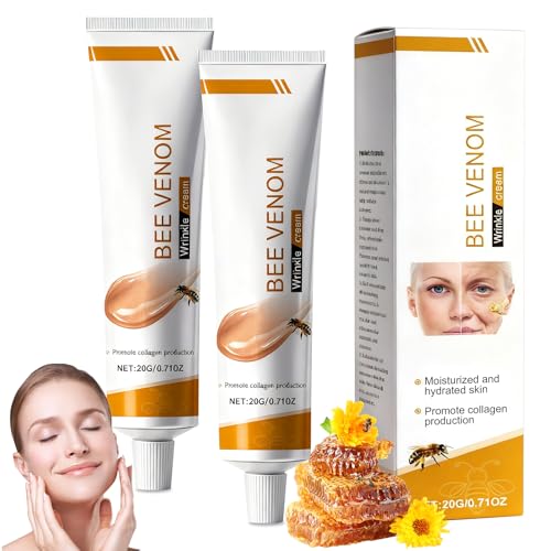 Crema Hidratante Facial Mujer,Veneno De Abeja Crema,Pack De 2 X 20g,Reafirmante Facial Y Cuello,Cream Antiarrugas Reafirmante Para Cara Y Cuello,Para Mujer Y Hombre,Todo Tipo De Piel