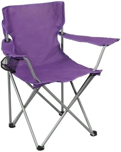 Miniatura 4 de Silla de campamento plegable cuádruple básica azul real para adultos con portavasos (morado)