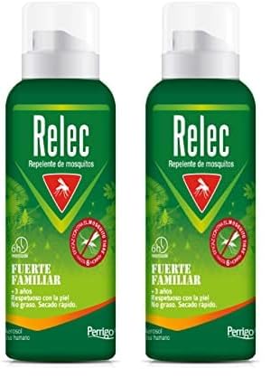 Relec Fuerte Familiar Aerosol Antimosquitos, Repelente de Mosquitos 125 ml, Eficaz Contra El Mosquito Tigre, Eficacia y Protección Contra las Picaduras de Mosquitos en Zonas Templadas (Paquete de 2)