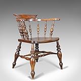 London Fine Antiques - Silla de moño Antiguo, diseño de Capitán Inglés, Victoriano, ELM, Windsor c.1870