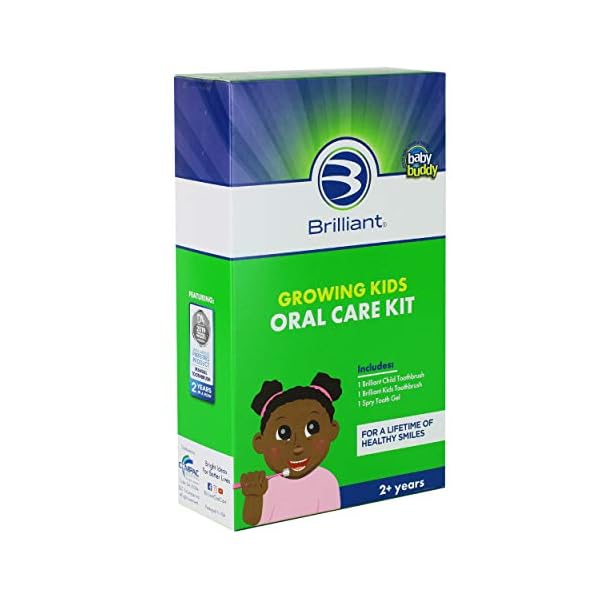 Growing Kids Oral Care Kit by Brilliant Oral Care- Set has Brilliant Child Toothbrush, Brilliant Kids Toothbrush & 2oz…