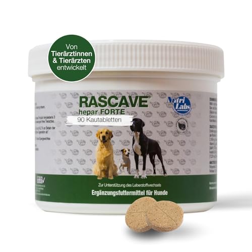 NutriLabs Rascave Hepar Forte Tabletten für Hunde 90 Stück - Mit Vitamin-B-Komplex & pflanzlichen Inhaltsstoffen - Unterstützt Leberfunktion, Stoffwechsel & Regeneration - Nahrungsergänzung für Hunde