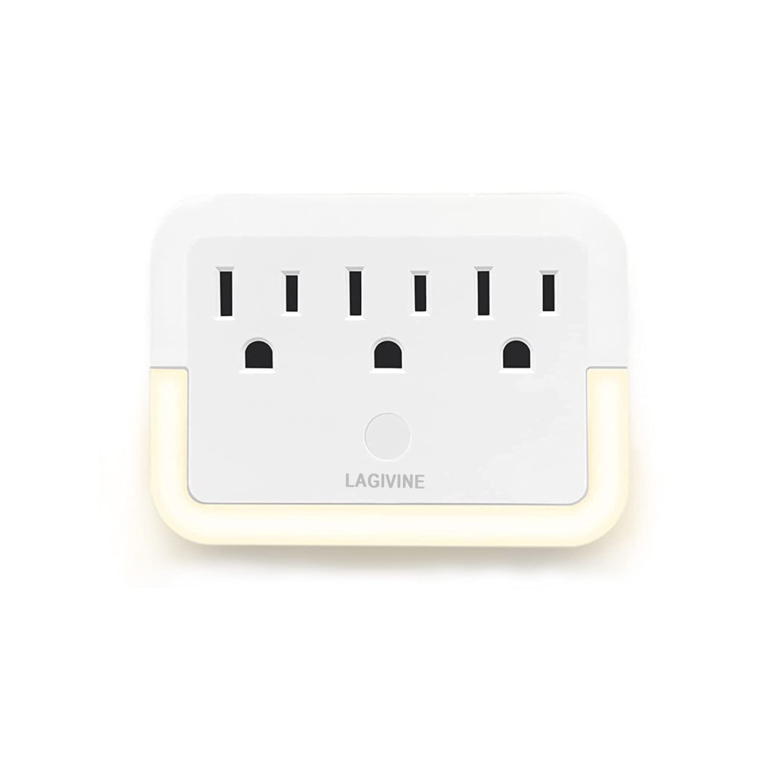 Mehrfachsteckdosenadapter, Steckdosenleiste mit Lichtsensor, Steckdosenleiste mit warmem Nachtlicht, für Zuhause, Büro, Hotel, Reisen, Weiß (1 Stück)