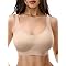 Lehoba Seamless Bras for Women, Wireless Supportive Bra Comfortable No Underwire Full Coverage Push Up Bra Plus Size Nude