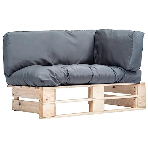 vidaXL Holz Palettensofa mit Grauen Kissen Palettenkissen Palettenauflage…