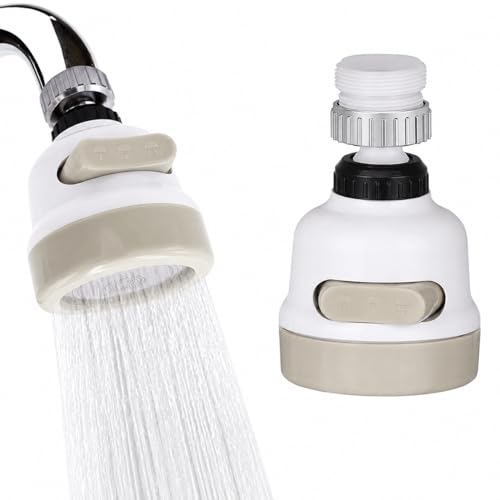 Image of ROSE MI Flexible Kitchen Tap Head Movable Sink Faucet 360 Rotatable ABS Sprayer Removable Anti-Splash Adjustable Filter Nozzle Swivel Water Saving Aerator 3 Modes Kitchen tap, Polished