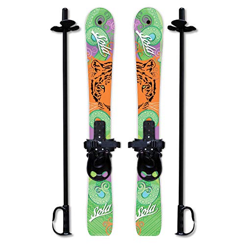 Sola Winnter Sports Kid's Beginner Snow Skis and Poles with Bindings Age 2-4