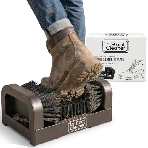 Heavy Duty Boot Brush Cleaner Outdoor Floor Mount or Portable Commercial Boot Scraper/Scrubber with Hardware, Plastic