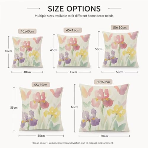 Coussin extérieur imperméable 55x55cm lot de 2 housses de lin fleur - 8