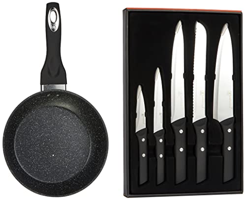 LAGUIOLE CUISSON - Poêle 20cm noir antiadhésif 'Black Ston' induction + 5 couteaux Scotti Cover