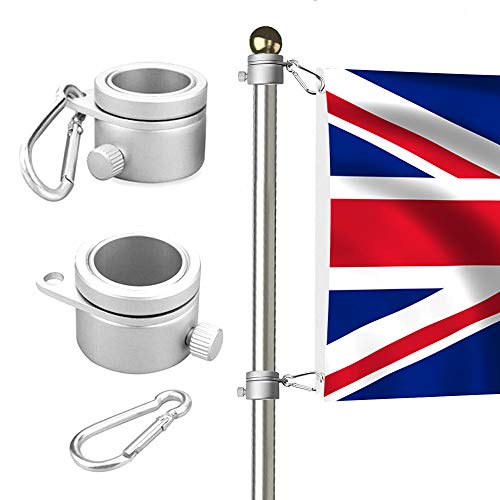 willkey 2X Flagpole Mounting Rings 360 Degree Rotating Heavy Duty Aluminum Alloy Spinning Flag Pole Kit with Carabiner for 0.75-1.02Inch Dia Flag Accessories