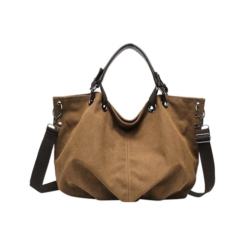 Sac fourre-tout vintage en toile pour femme grand sac à bandoulière multi-poches avec sangle