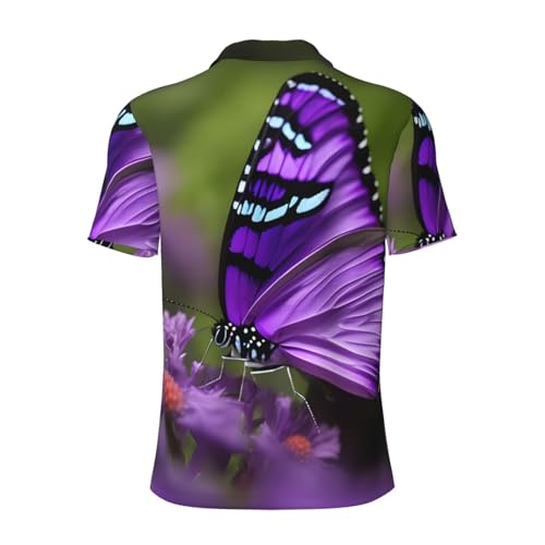 Chemise décontractée pour hommes type polo imprimé violet - 4
