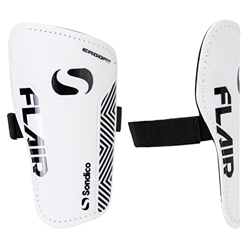 Sondico Flair Slip Shinguards Football Training Sports Protection Accessories White/Black Junior (XS)