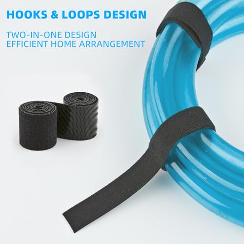 Image of 25 FT x 3 /4 inch Hook and Loop Roll, Reusable Fastening Cable Ties, Multi-Purpose Cable Management Wire Ties Cable Straps for Organizing Home, Office and Data Centers