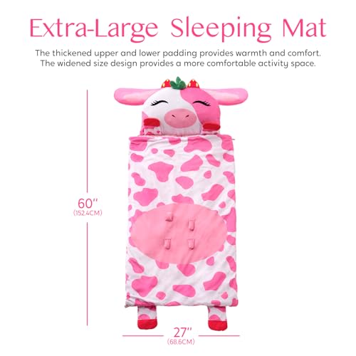 Image of JOIEDOMI Kids Sleeping Bag 4 5 6 Year Old Girl Gifts Toddler Nap Mat with Pillow & Blanket 60 inch x 27 inch for Kids Ages 3+ Soft Plush Sleeping Mat for Preschool and Boys Girls