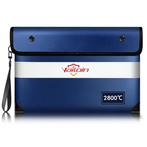 6200℉ Insulated Fireproof Money Bag for Cash,Water Fire Proof Document Pouch with Water-proof Zipper,Heat Resistant File Envelope for Insurance Policies, Bank Statements, and Jewelry (11"x7.7",Blue)