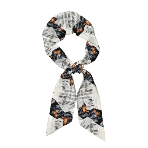 Parisian Dachshund Cute Silk Scarf Lightweight Sunscreen Spring And Fall Gift Silk Scarfs Small Scarfs For Women
