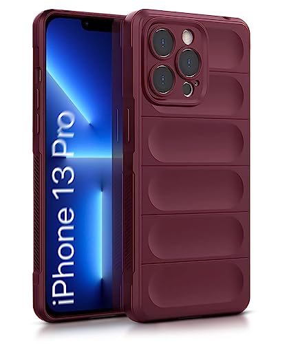 Image of WOW IMAGINE Ultimate Silicon Back Cover Case for Apple iPhone 13 Pro | Military Grade Drop Protection Shockproof Bumper | Anti-Slip Grip | Scratch Proof Micro-Fibre Cloth Inside (Crimson Red)
