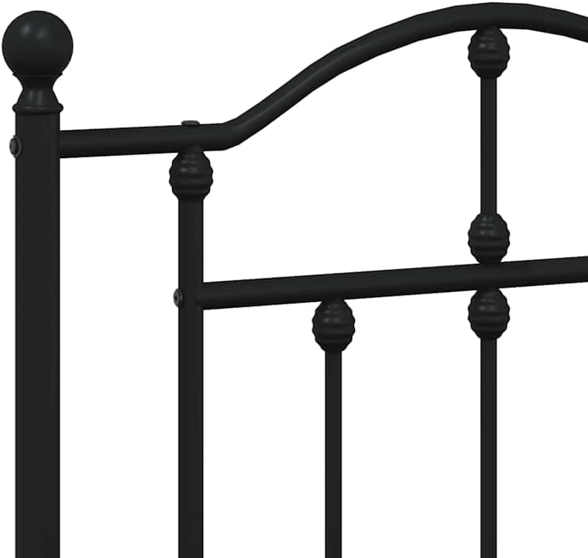 vidaXL 12 Inch Queen Metal Bed Frame with Headboard & Footboard, No Box Spring Needed, Noise Free Platform Bed Frame with Steel Slats, Easy Assembly, Under Bed Storage, Minimalist, Black