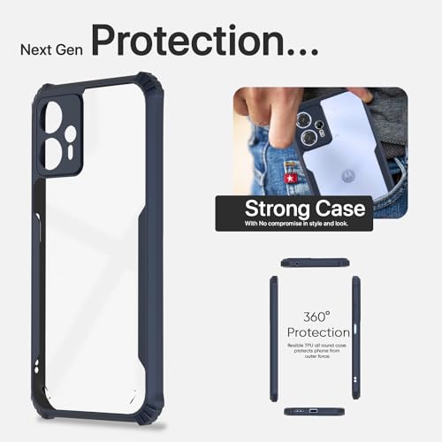Image of Pikkme Moto G23 Back Cover | Crystal Clear Transparent Back | Ultra Hyrbid | Full Camera Protection | Raised Edge | Bumper Back Case (Blue)